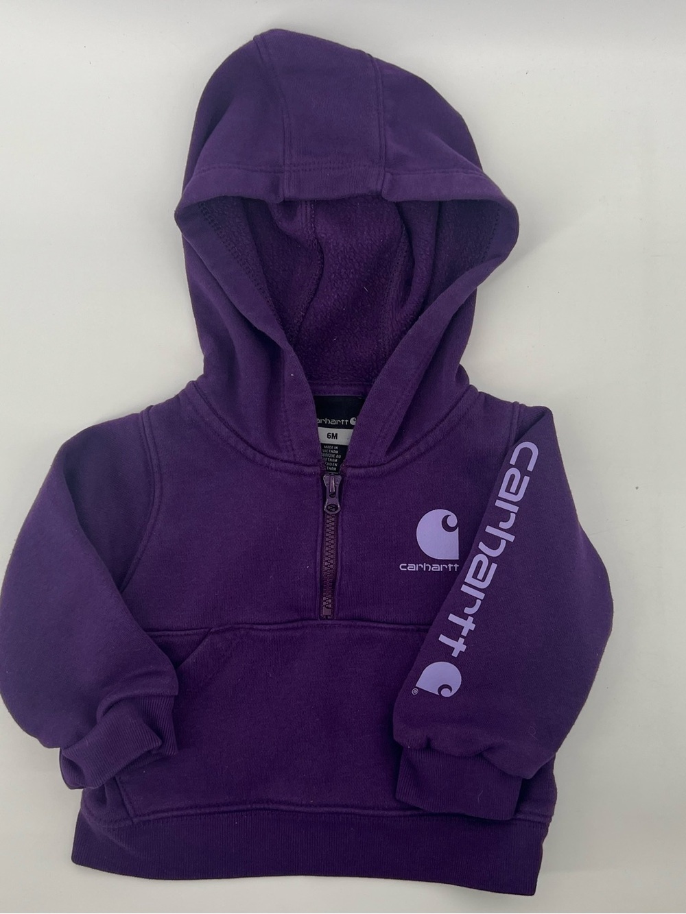 Carhartt Baby Hooded Pullover Sweatshirt in Purple 6 Months